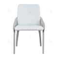 Sillas de arma de cuero de silla blanca italiana Minimalista